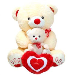 Cute Peach Mother Baby Love Teddy Bear